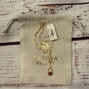 Kendra Scott Gold Chain Necklace with Lock Pendant